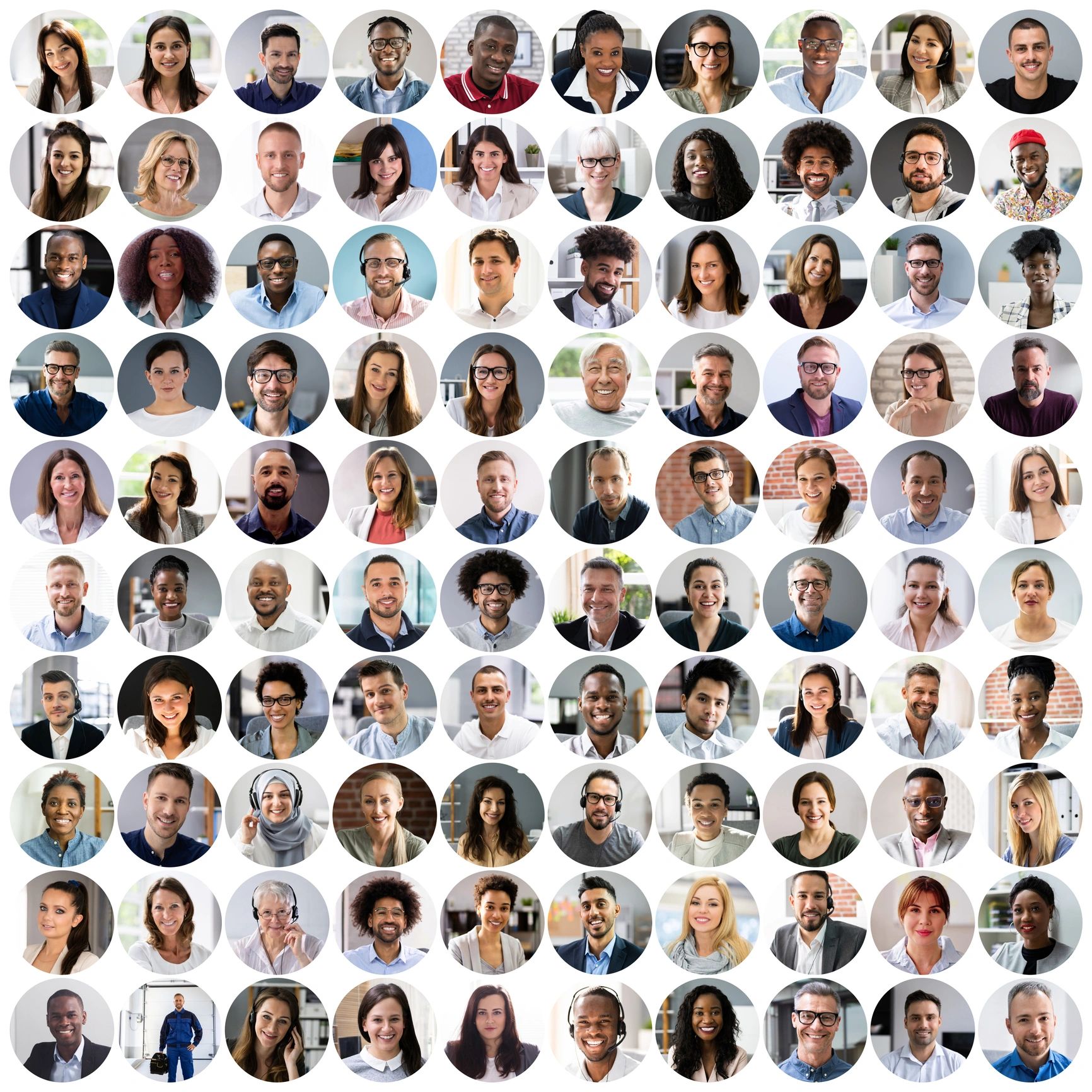 Portrait collage representing volunteers and community members