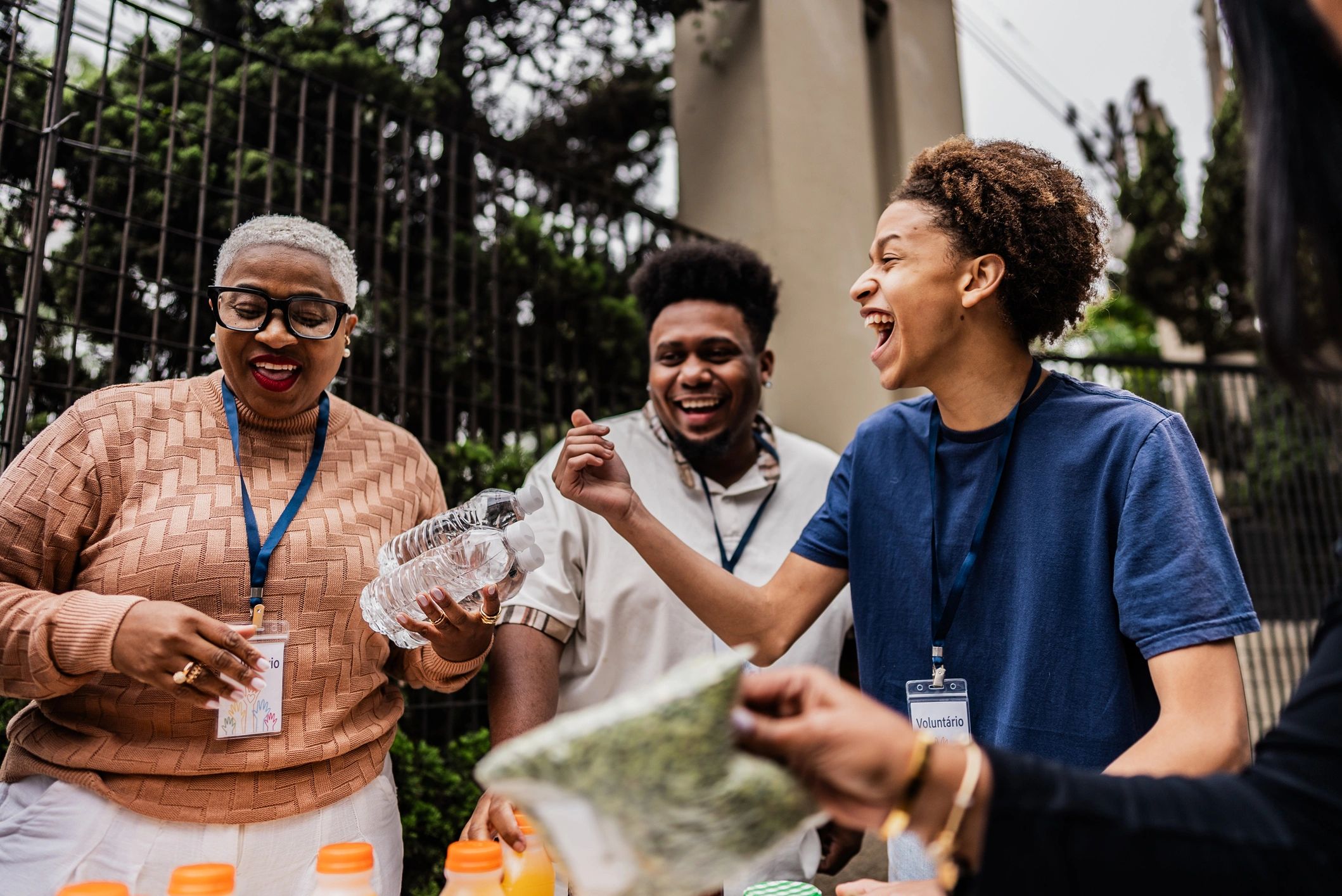 Volunteers working together during a community service project